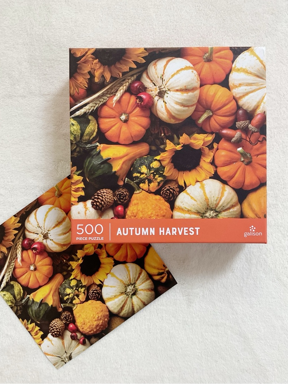 Galison Autumn Harvest 500 Piece Puzzle Pumpkins Sunflowers Complete
